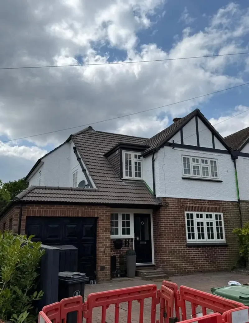 New uPVC fascias, soffits and guttering fitted along a roofline